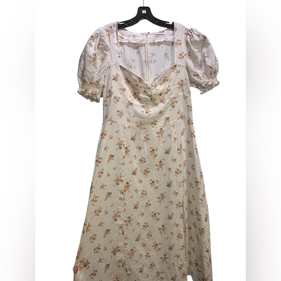 REFORMATION White Ditsy Floral Heirloom  Linen Puff Sleeve Maxi Dress Sz 12 L - Picture 2 of 6